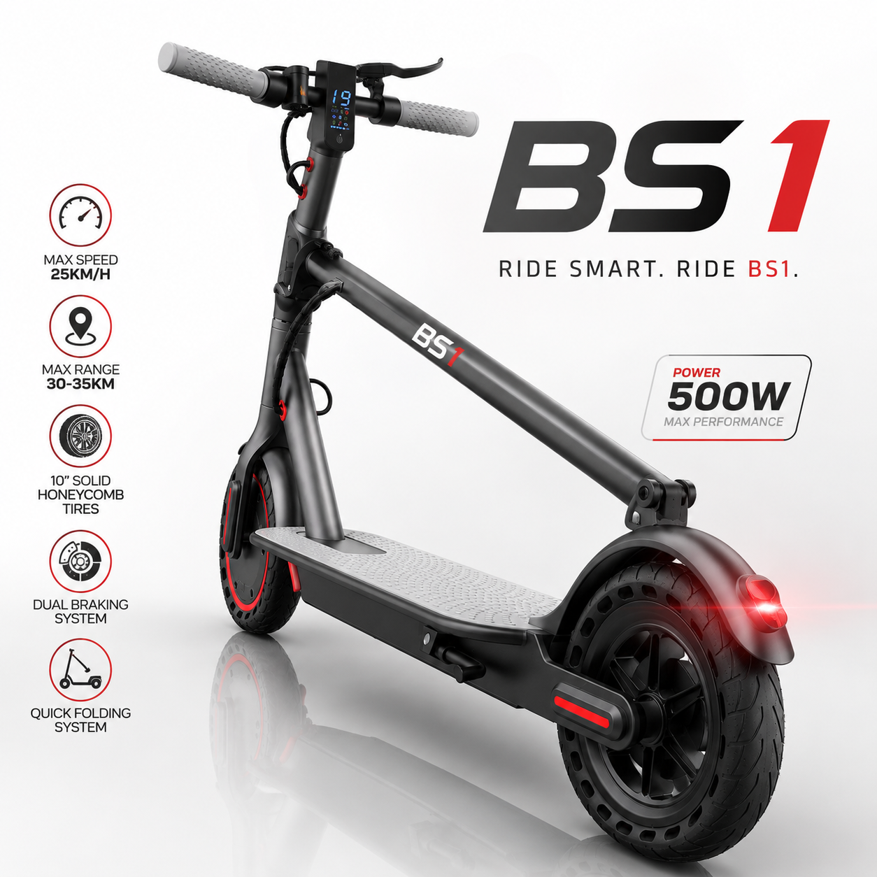【BS1 Electric Scooter - 350W Motor